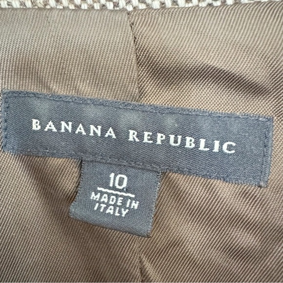 VINTAGE Banana Republic Wool Silk Blend Brown Tweed Blazer Jacket - Picture 10 of 11